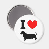 Aimant J'adore mon teckel Red Heart Wiener Dog (Recto/Verso)