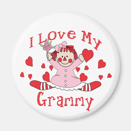 Aimant J'adore My Grammy Rag Doll & Hearts (Devant)