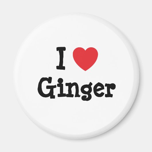 Aimant J'adore T-shirt au coeur de Ginger (Devant)