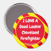 Aimant J'ADORE Un Bon Voyage Cleveland Firefighter (Recto/Verso)