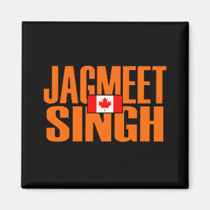 Aimant Jagmeet Singh Orange Block Text Drapeau canadien