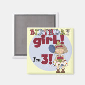 Aimant J'ai 3 Tshirts et cadeaux pour filles d'anniversai (Recto/Verso)