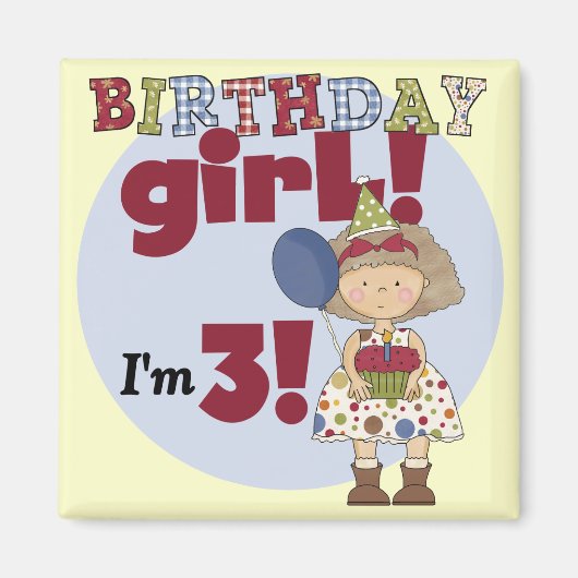 Aimant J'ai 3 Tshirts et cadeaux pour filles d'anniversai (Devant)