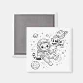 Aimant J'ai Besoin De Plus D'espace Drôle Chat Astronaute (Recto/Verso)