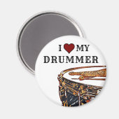 Aimant J'AI * COEUR* MON DRUMMER Snare Drumstick Drumstic (Recto/Verso)