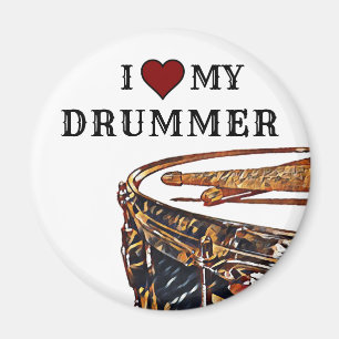 Aimant J'AI * COEUR* MON DRUMMER Snare Drumstick Drumstic