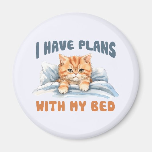 Aimant J'ai des plans avec mon lit - Cosy Orange Chat (Devant)