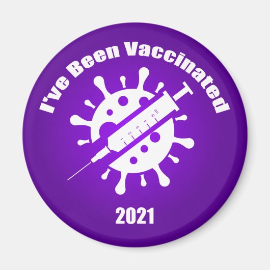 Aimant J'ai été vacciné violet (Devant)