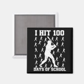 Aimant J'ai frappé 100 jours d'école garçon de baseball  (Recto/Verso)
