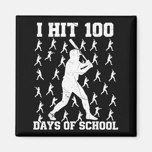 Aimant J'ai frappé 100 jours d'école garçon de baseball  (Devant)