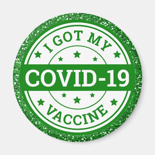 Aimant J'Ai Mon Covid-19 Parties scintillant Verte Du Vac (Devant)