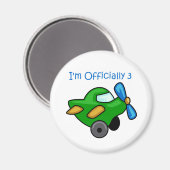 Aimant J'ai officiellement 3 ans, Jet Plane (Recto/Verso)
