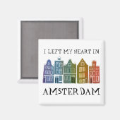 Aimant J'ai quitté mon coeur à Amsterdam Holland Canal Ma (Recto/Verso)