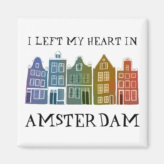 Aimant J'ai quitté mon coeur à Amsterdam Holland Canal Ma (Devant)