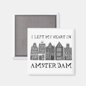 Aimant J'ai quitté mon coeur à Amsterdam Holland Canal Ma (Recto/Verso)