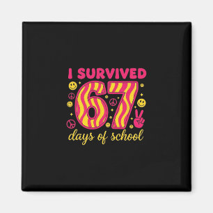 Aimant J'ai survécu 67 jours d'école 100 jours Brainrot S