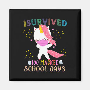 Aimant J'Ai Survécu À 100 Jours Scolaires Masqués Dabbing