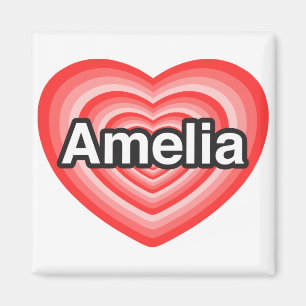 Aimant J'aime Amelia. Je t'aime Amelia. Coeur