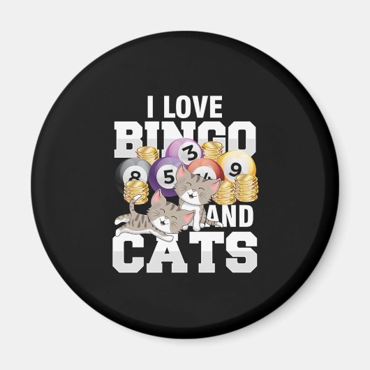 Aimant J'Aime Bingo Et Chats Chat Kitten Lucky Jeu Gamble (Devant)