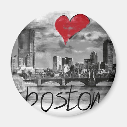 Aimant J'aime Boston (Devant)