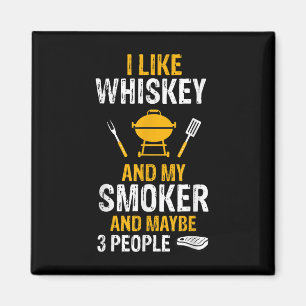 Aimant J'Aime Bourbon Mon Fumeur 3 Personnes Drôle Bbq Ba
