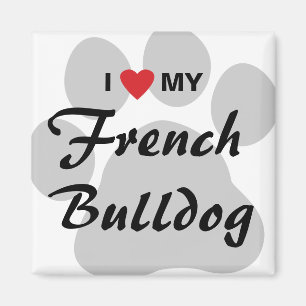 Aimant J'aime (coeur) mon bouledogue français Pawprint