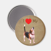 Aimant J'aime cœur mon chien Beagle (Recto/Verso)