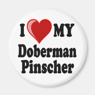 Aimant J'aime (coeur) mon chien de Pinscher de dobermann