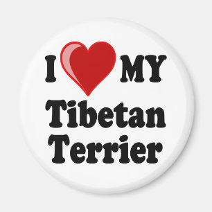 Aimant J'aime (coeur) mon chien de Terrier tibétain