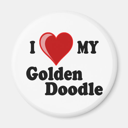 Aimant J'aime (coeur) Mon chien doré (Devant)