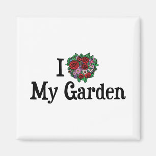 Aimant J'aime cœur mon jardin - Jardin de fleurs et légum