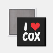 Aimant J'aime Cox - Cœur - Nom (Recto/Verso)