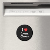 Aimant J'aime Crème Coeur Fromage T-shirt (In Situ (Lave-vaisselle))