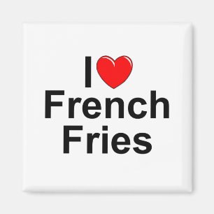 Aimant J'aime des pommes frites (de coeur)
