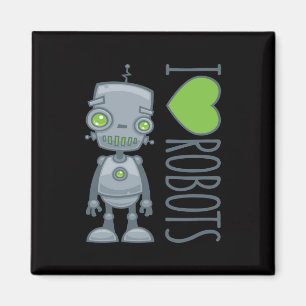 Aimant J'aime des robots