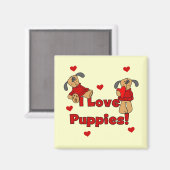Aimant J'aime des T-shirts et des cadeaux de chiots (Recto/Verso)