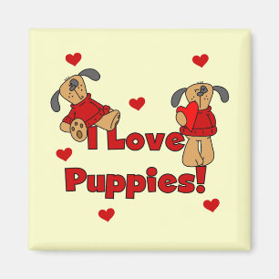 Aimant J'aime des T-shirts et des cadeaux de chiots