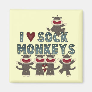 Aimant J'aime des T-shirts et des cadeaux de singes de