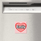 Aimant J'aime Emily. Je t'aime Emily. Cœur (In Situ (Lave-vaisselle))