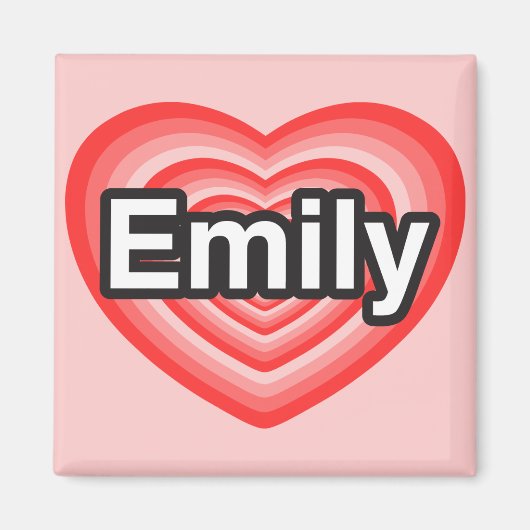Aimant J'aime Emily. Je t'aime Emily. Cœur (Devant)