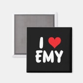 Aimant J'aime Emy - Cœur - Nom (Recto/Verso)