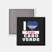 Aimant J'aime Fogo Cabo Verde Avec Le Drapeau Du Cap-Vert (Recto/Verso)