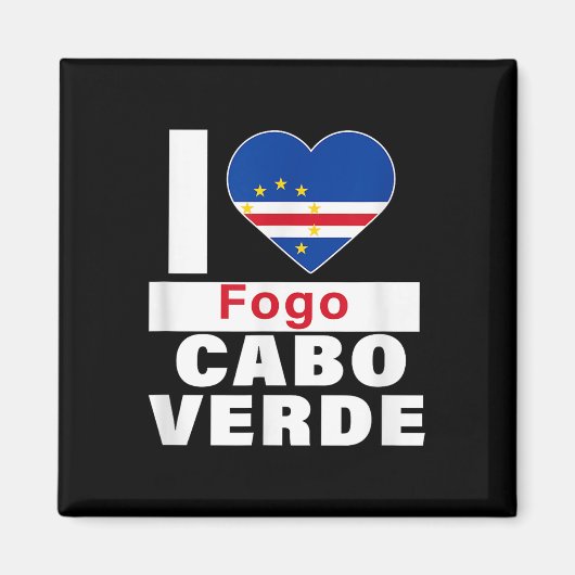 Aimant J'aime Fogo Cabo Verde Avec Le Drapeau Du Cap-Vert (Devant)