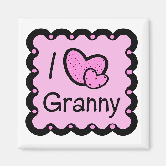 Aimant J'Aime Granny Cute T-Shirte (Devant)