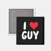 Aimant J'aime Guy - Cœur - Nom (Recto/Verso)