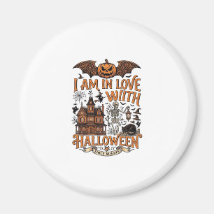 Aimant J'aime Halloween Maison Hantée Squelette Citrouill