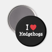 Aimant J'aime Hedgehogs coeur personnalisé (Recto/Verso)