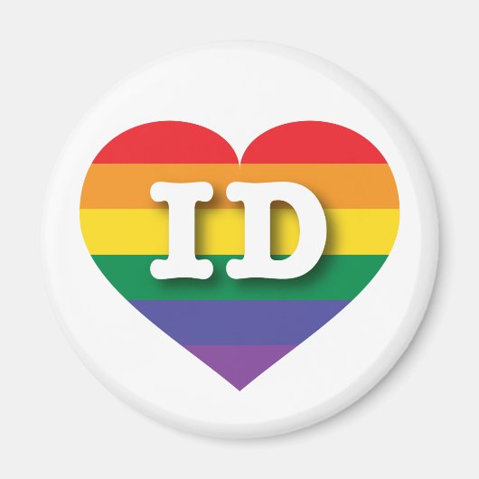 Aimant J'aime Idaho Gay pride Rainbow Heart (Devant)