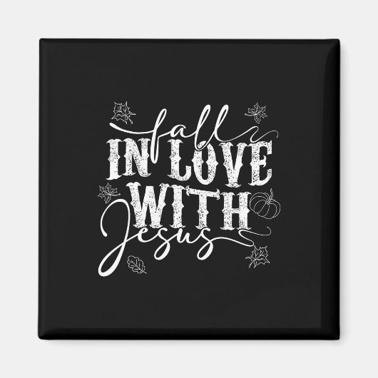 Aimant J'Aime Jésus Tombe Feuilles Et Citrouille Automne  (Devant)