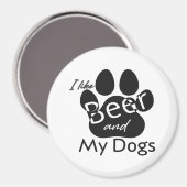 Aimant J'aime la bière et mes chiens (Recto/Verso)